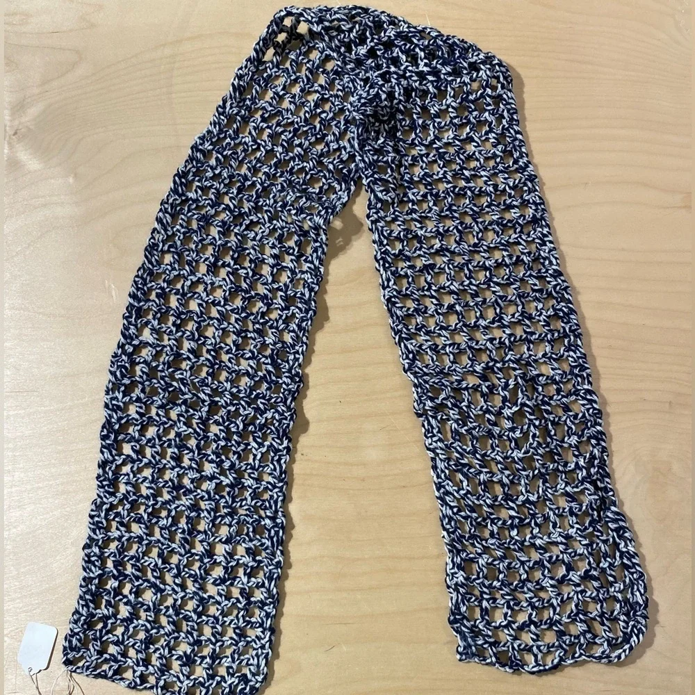 Handmade Crochet Scarf in Black and White (OS)